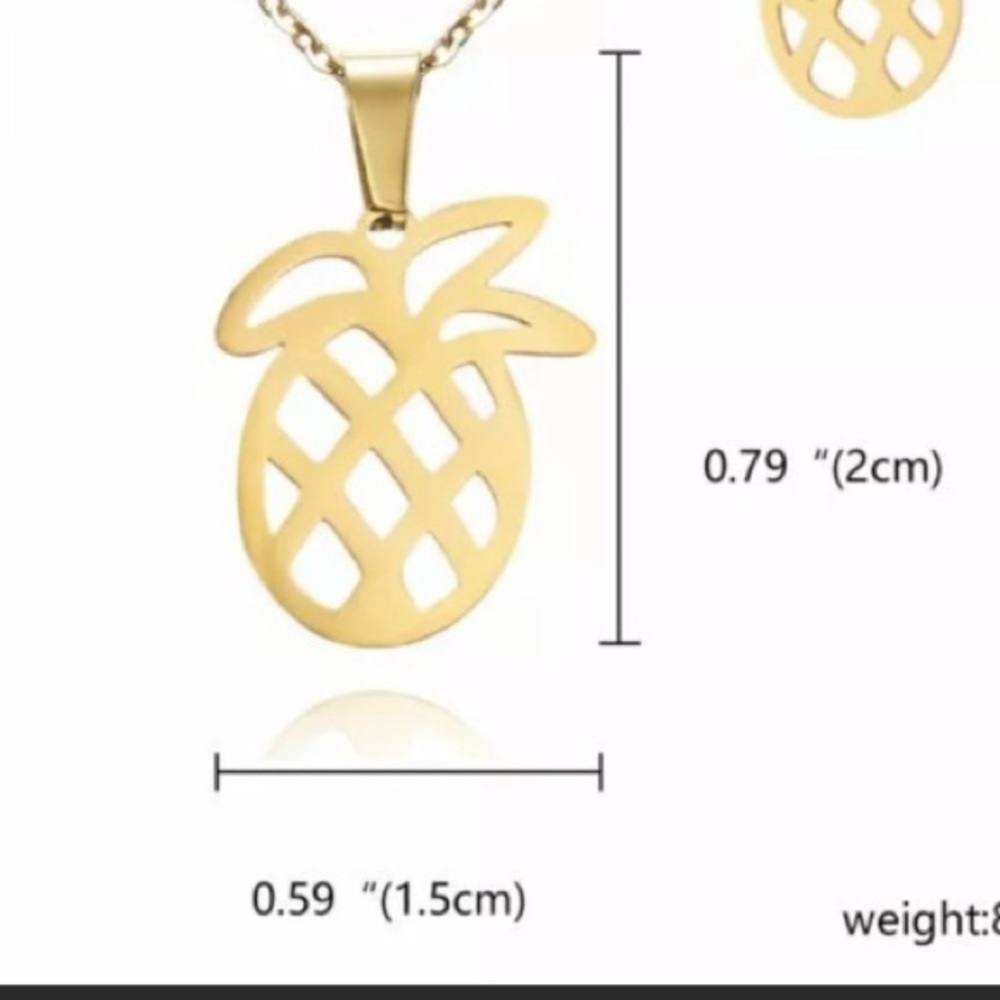 Gold Pineapple 🍍 Tropical Necklace - Picture 4 of 4